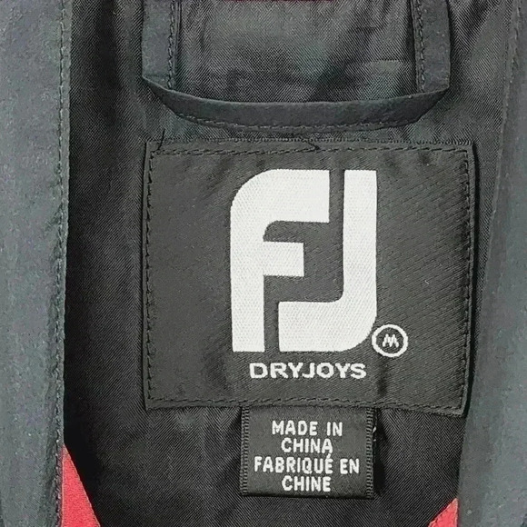 Footjoy Men's Windbreaker Size M Button up Pullover Short Sleeve Black - Picture 5 of 8